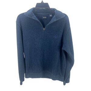 Izod 1/4 Zip Pullover Sweater Navy Blue Size S Embroidered Logo Cotton Blend